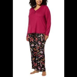 Comfort Code Women's Soft Ribbed Knit Contrast Stitch PJ Set Mauve - Regular